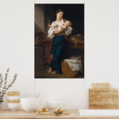 Moeder en kind (door Bouguereau) Poster (Keuken)
