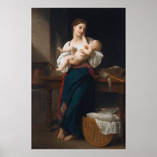 Moeder en kind (door Bouguereau) Poster (Voorkant)
