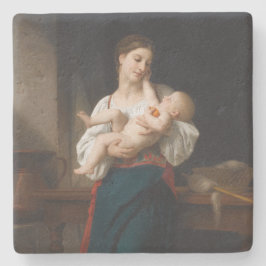 Moeder en kind (door Bouguereau) Stenen Onderzetter