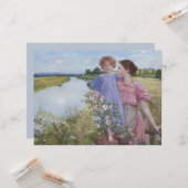 Moeder en kind door een rivier met wilde Rozen Kaart (Voorkant / Achterkant in situ)