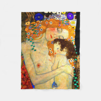 Moeder en kind door Gustav Klimt Art Nouveau Fleece Deken