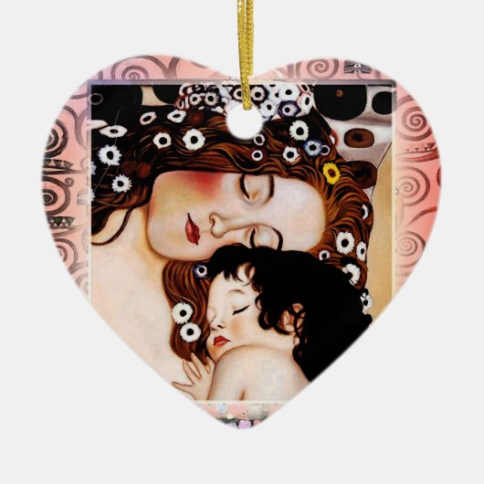 Moeder en kind door Gustav Klimt Collage Keramisch Ornament (Voorkant)