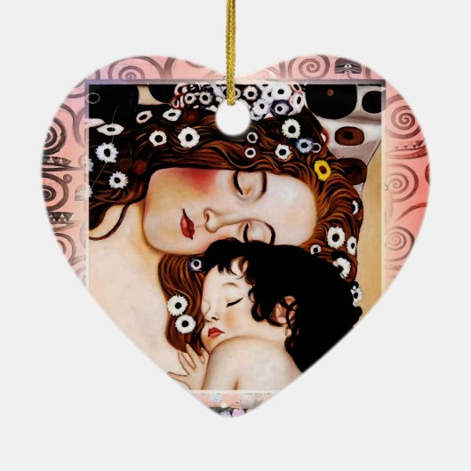Moeder en kind door Gustav Klimt Collage Keramisch Ornament (Achterkant)