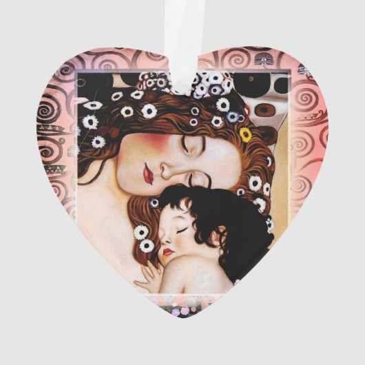 Moeder en kind door Gustav Klimt Collage Ornament (achterkant)