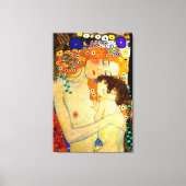 Moeder en kind door Gustav Klimt Grote Art Nouveau Canvas Afdruk (Voorkant)