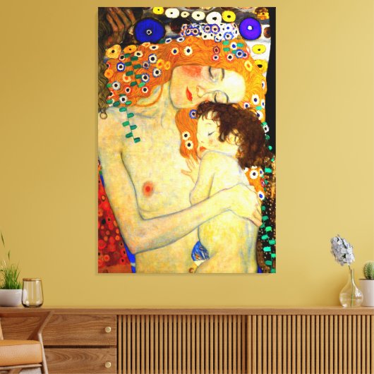 Moeder en kind door Gustav Klimt Grote Art Nouveau Canvas Afdruk (Insitu (Woonkamer))