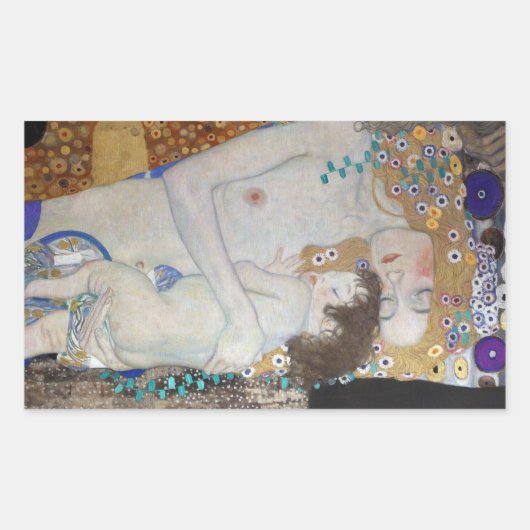 Moeder en kind door Gustav Klimt Rechthoekige Sticker (Voorkant)