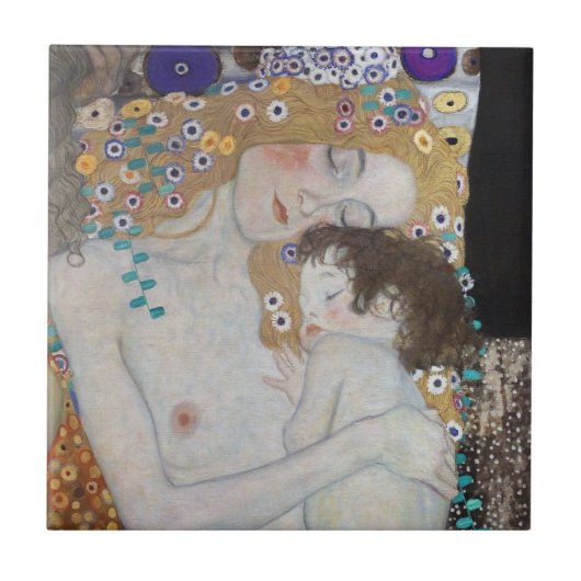 Moeder en kind door Gustav Klimt Tegeltje (Voorkant)