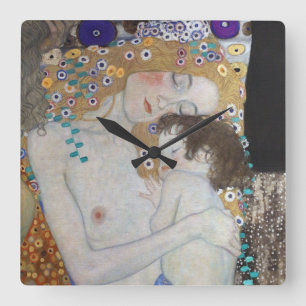 Moeder en kind door Gustav Klimt Vierkante Klok