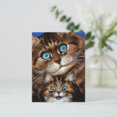 “Moeder en kind” door Louis Wain Briefkaart (Staand voorkant)