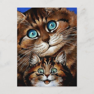“Moeder en kind” door Louis Wain Briefkaart