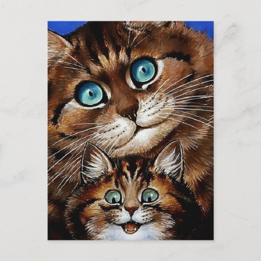 “Moeder en kind” door Louis Wain Briefkaart (Voorkant)