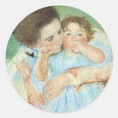 Moeder en kind door Mary Cassatt,  Kunst Ronde Sticker (Voorkant)