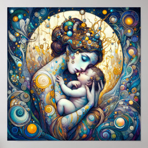 Moeder en kind fantasie kunst Poster