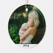 Moeder en kind foto jaar kerst keramisch ornament (Links)