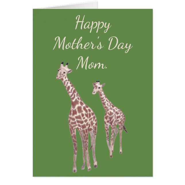 Moeder en kind Giraffe Happy Moederdag Kaarten (Voorkant)