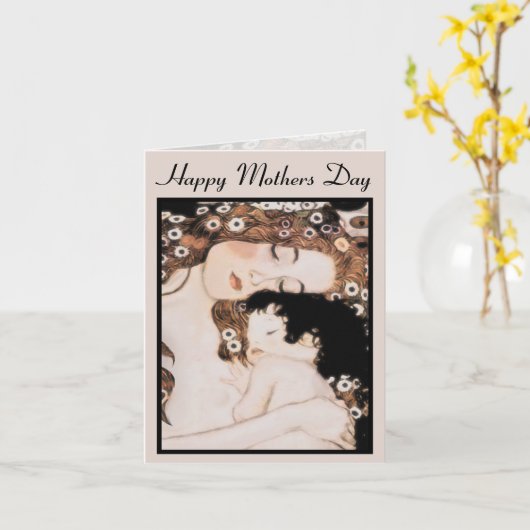 Moeder en kind Gustav Klimt Kaart (Gele Bloem)