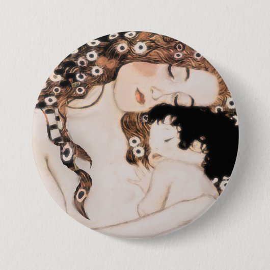 Moeder en kind Gustav Klimt Ronde Button 7,6 Cm (Voorkant)