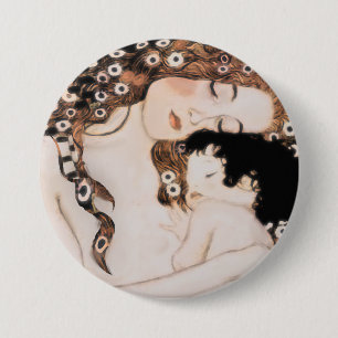 Moeder en kind Gustav Klimt Ronde Button 7,6 Cm