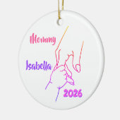 Moeder en kind handen gepersonaliseerde foto keramisch ornament (Links)