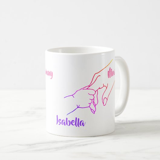 Moeder en kind handen gepersonaliseerde mok (Voorkant rechts)
