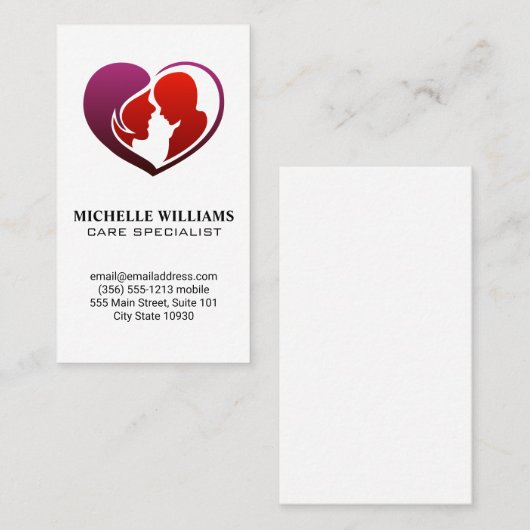 Moeder en kind hart Logo Visitekaartje (Voorkant / Achterkant)
