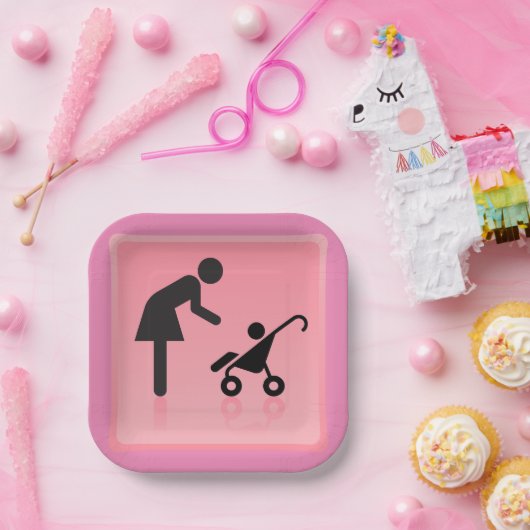 Moeder en kind icoon papieren bordje (Feest)