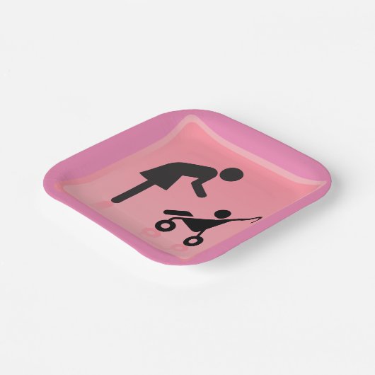 Moeder en kind icoon papieren bordje (Gebogen)