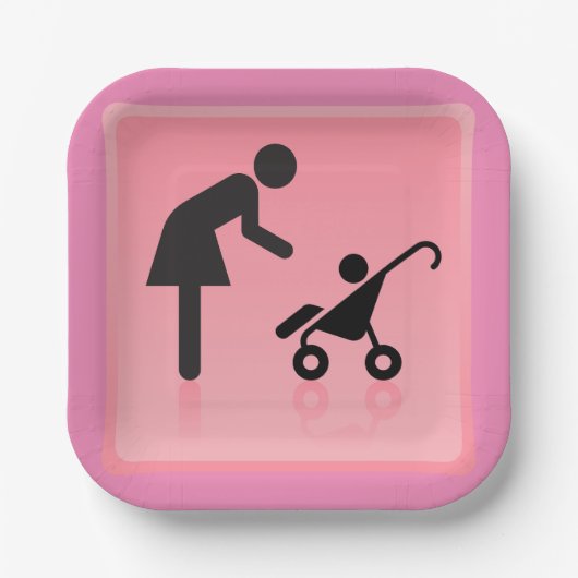Moeder en kind icoon papieren bordje (Voorkant)