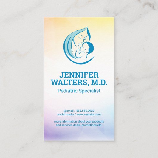 Moeder en kind Illustratieve Logo Visitekaartje (Voorkant)