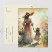 Moeder en kind in bloemenveld moederdag briefkaart (Voorkant / Achterkant)