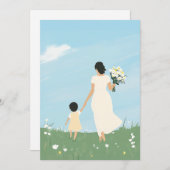 Moeder en kind in een bloeiende weide kaart (Voorkant / Achterkant)