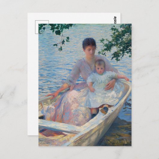 Moeder en kind in een boot briefkaart (Voorkant / Achterkant)