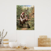 moeder en kind in een landelijke omgeving poster (Keuken)