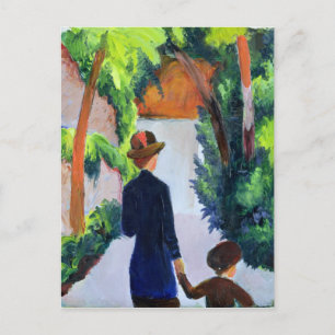 Moeder en kind in het Park, 1914 Briefkaart