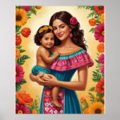 Moeder en kind in Mexicaanse jurk Poster (Voorkant)