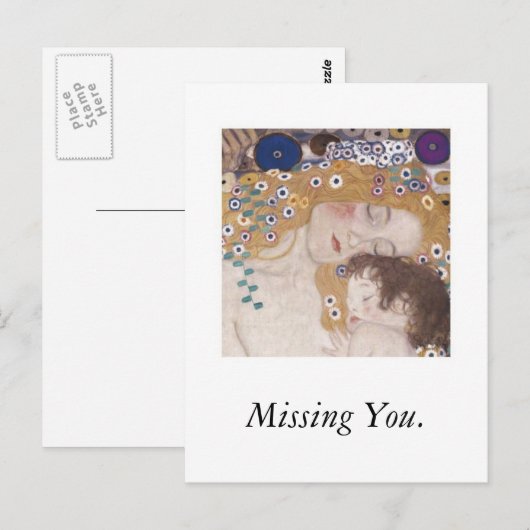 Moeder en kind, je missen. briefkaart (Voorkant / Achterkant)