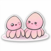 moeder en kind kawaii octopus sticker (Voorkant)
