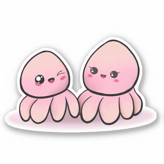 moeder en kind kawaii octopus sticker (Voorkant)