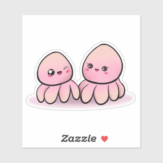moeder en kind kawaii octopus sticker (Vel)