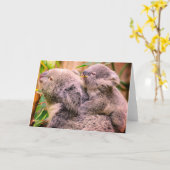 Moeder en kind koala beren gevouwen wenskaart kaart (Gele Bloem)