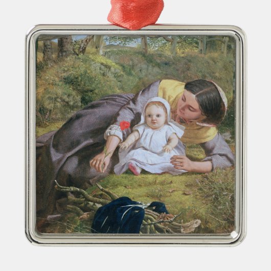 Moeder en kind met papaver metalen ornament (Voorkant)