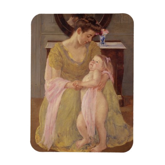 Moeder en kind met Roos Scarf | 1908 Magneet (Verticaal)