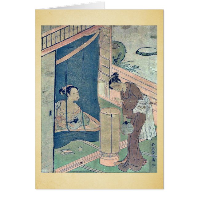 Moeder en kind nabij mug door Suzuki, Harunobu (Voorkant)