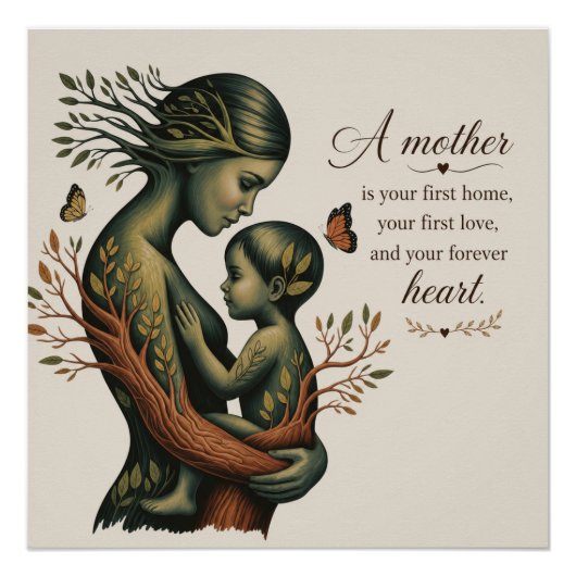 Moeder en Kind Natuur Kunstprint, Perfect Poster (Voorkant)