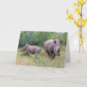Moeder en kind neushoorn kaart (Gele Bloem)