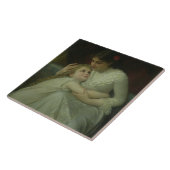 Moeder en kind (olie op doek) tegeltje (Zijkant)