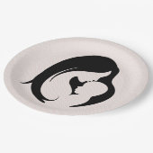 Moeder en kind op roze harten papieren bordje (Gekanteld)