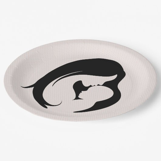 Moeder en kind op roze harten papieren bordje (Gekanteld)