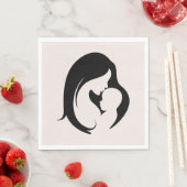 Moeder en kind op roze harten servet (Insitu)